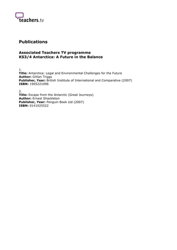 Teachers TV: Lesson Starters - Antarctica