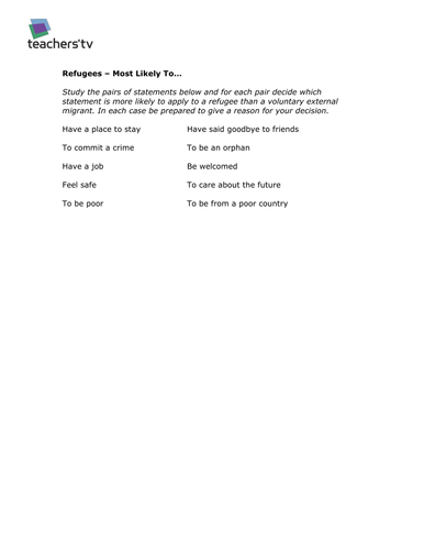 Teachers TV: KS3 Geography - Migrant Stories