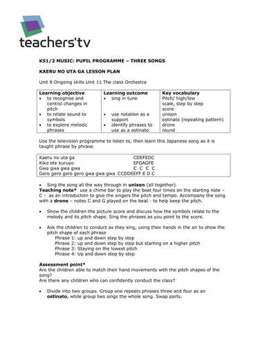 Teachers TV: KS1/2 Music for Pupils - Three Songs