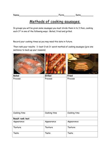 Methods of cooking sausages