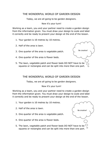 KS3/KS4 Functional Maths Task - Garden Design