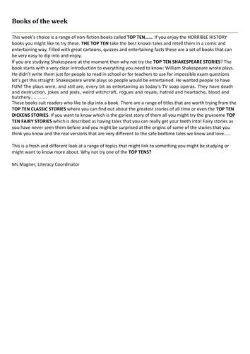 Top ten books review.