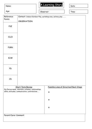 Printable Early Years Observation Sheet Template - Printable Templates