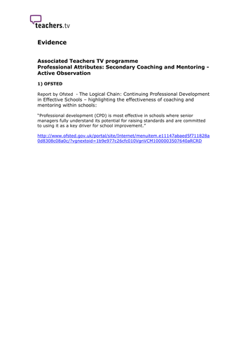 Teachers TV:  Coaching and Mentoring