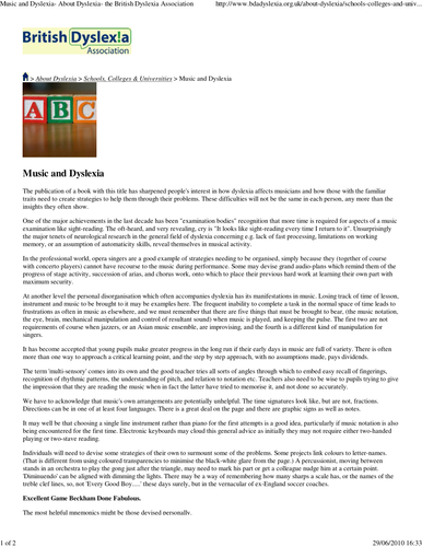 Music and Dyslexia