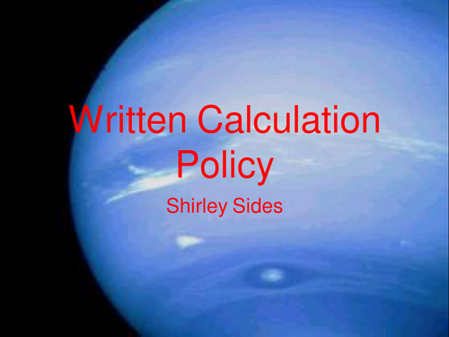 INSET Written calculation policy