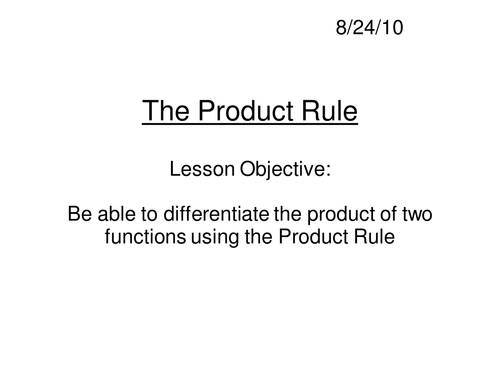 The Product Rule (Differentiation) ppt