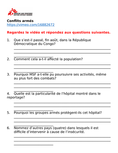 Armed conflict | French | A Level | MSF