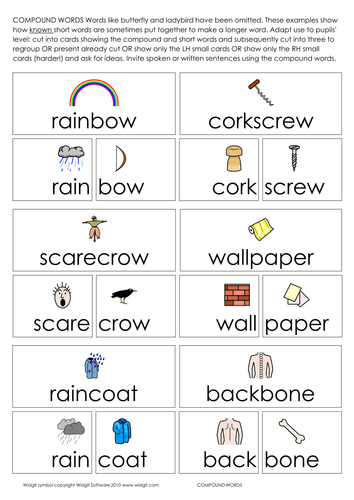 Compound words (illustrated) (Widgit CIP)