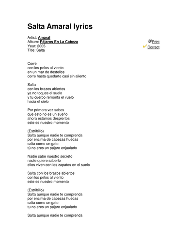 Salta Amaral lyrics