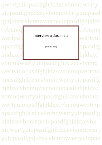 Interview a grandparent or parent  HM