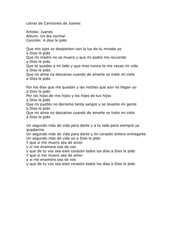 Letras de Canciones de Juanes