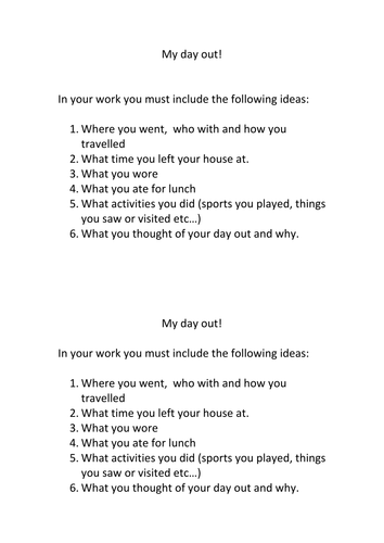 My day out writing task