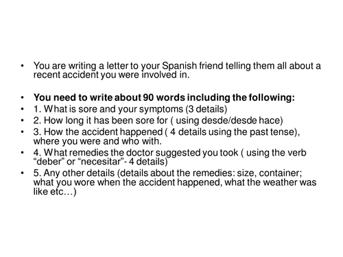 Y9 Illness & Injury writing