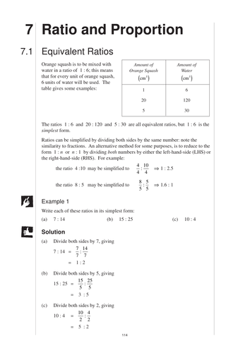 ks3 ratio and proportion mep year 8 unit 7 teaching resources