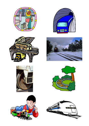 Trains: picture book, games cards, ideas