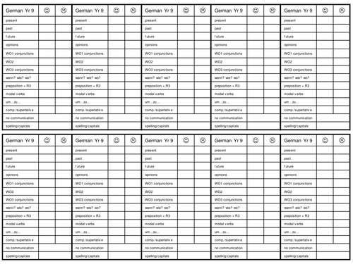 Y9 German tickgrids