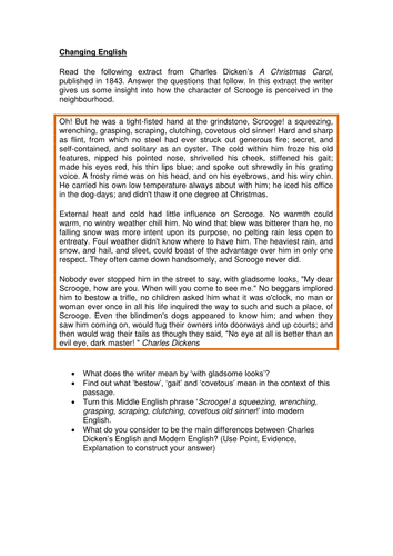 English change over time PWe