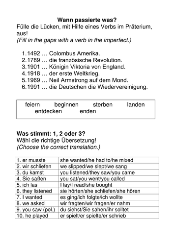 Imperfect Tense practice