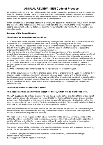 ANNUAL REVIEW - SEN Code of Practice
