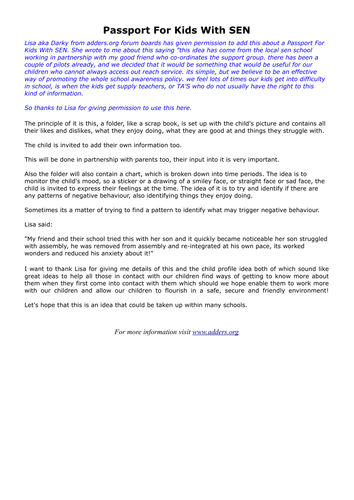 Passport For Kids With SEN