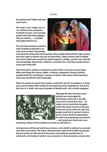background essay exploring do witches exist? hm