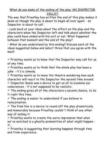 ideas on the ending of an inspector calls hm
