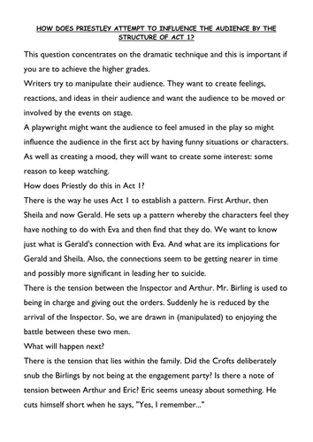 essay exploring priestley's intentions hm