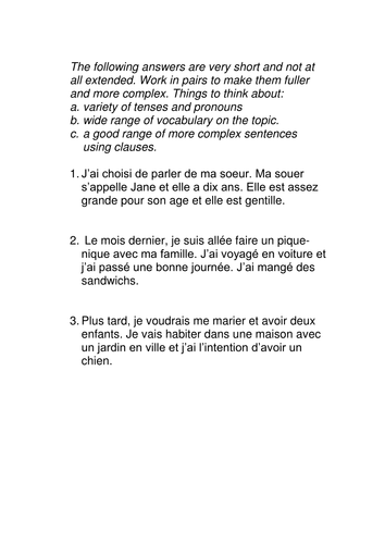 Extend the writing practice