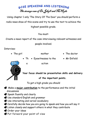 speaking and listening based on jekyll and hyde hm