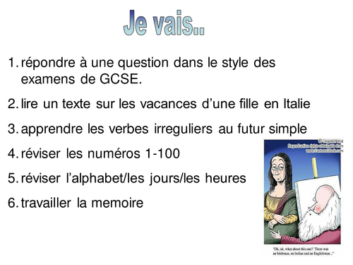 Holidays exam reading and simple future