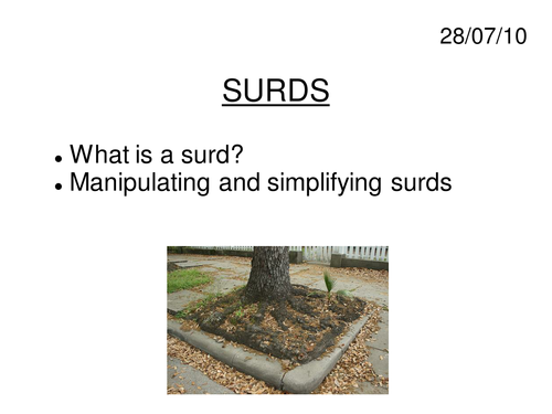 What is a surd and Manipulating Surds powerpoint