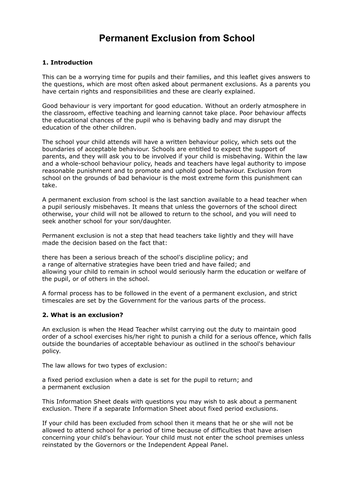 Permanent Exclusion from School