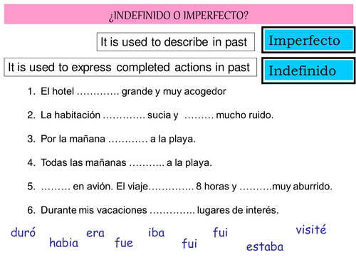 Elige entre indefinido o imperfecto