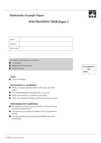 Mep Gcse Exam Papers Worksheets Teaching Resources