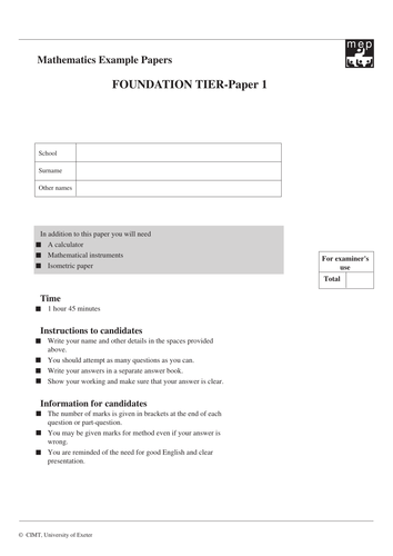 MEP GCSE Exam Papers - worksheets