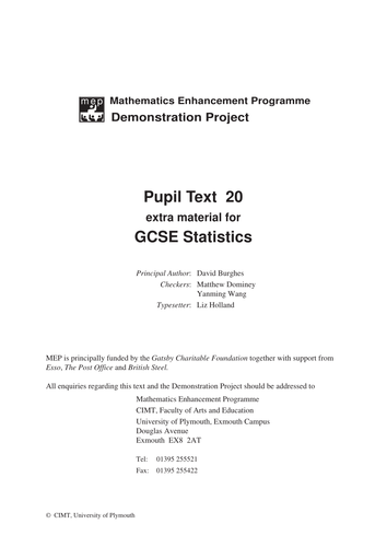 GCSE Statistics (MEP – GCSE) worksheets