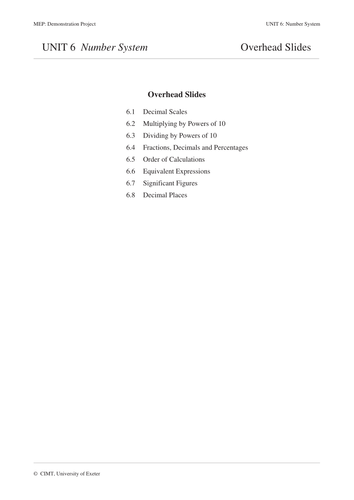 Number System (MEP – GCSE)Lesson plan, worksheet