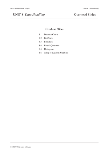 Data Handling MEP–GCSE (14-16) Lesson/worksheet