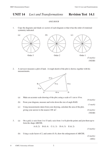 Loci and Transformations (MEP – GCSE) lesson