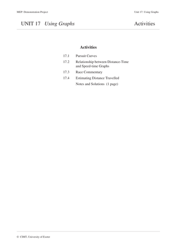 Using Graphs (MEP – GCSE) Lesson, worksheet