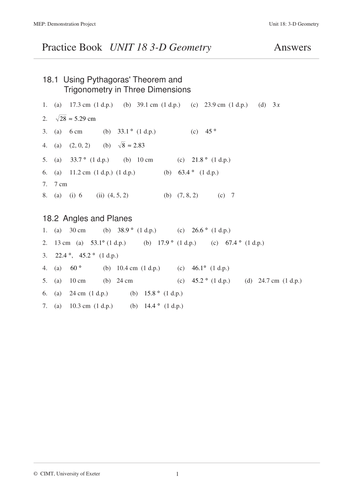 3D Geometry (MEP – GCSE) lesson, powerpoint