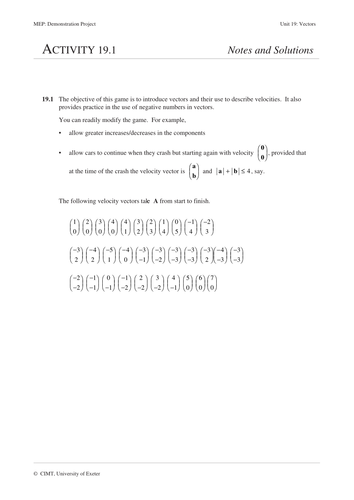 Vectors (MEP–GCSE) (Ages 14-16) lesson, powerpoint