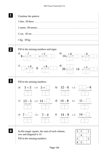 Operations, equations to 14