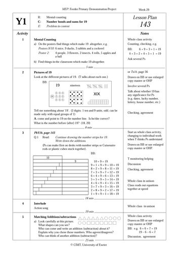 Number bonds and sums for 19