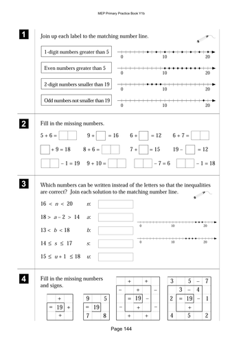 Lesson on operations, equations to 19