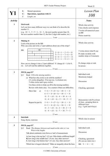 Number bonds to 11, lesson 3