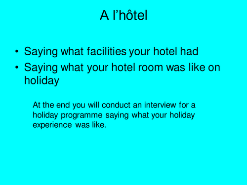 A l'hotel