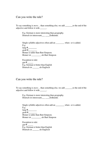 Comparatives - write the rule