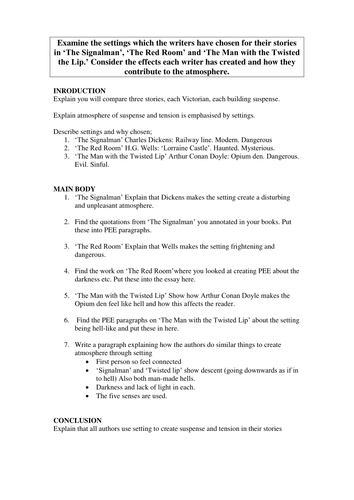 essay plan for 3 stories pre-1914